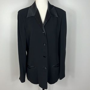 Emanuel Ungaro Vintage Black Blazer with Black Silk Collar and Buttons
